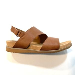 Euro Soft Layla Sandals Brown Faux Leather Open Toe, Size 10W